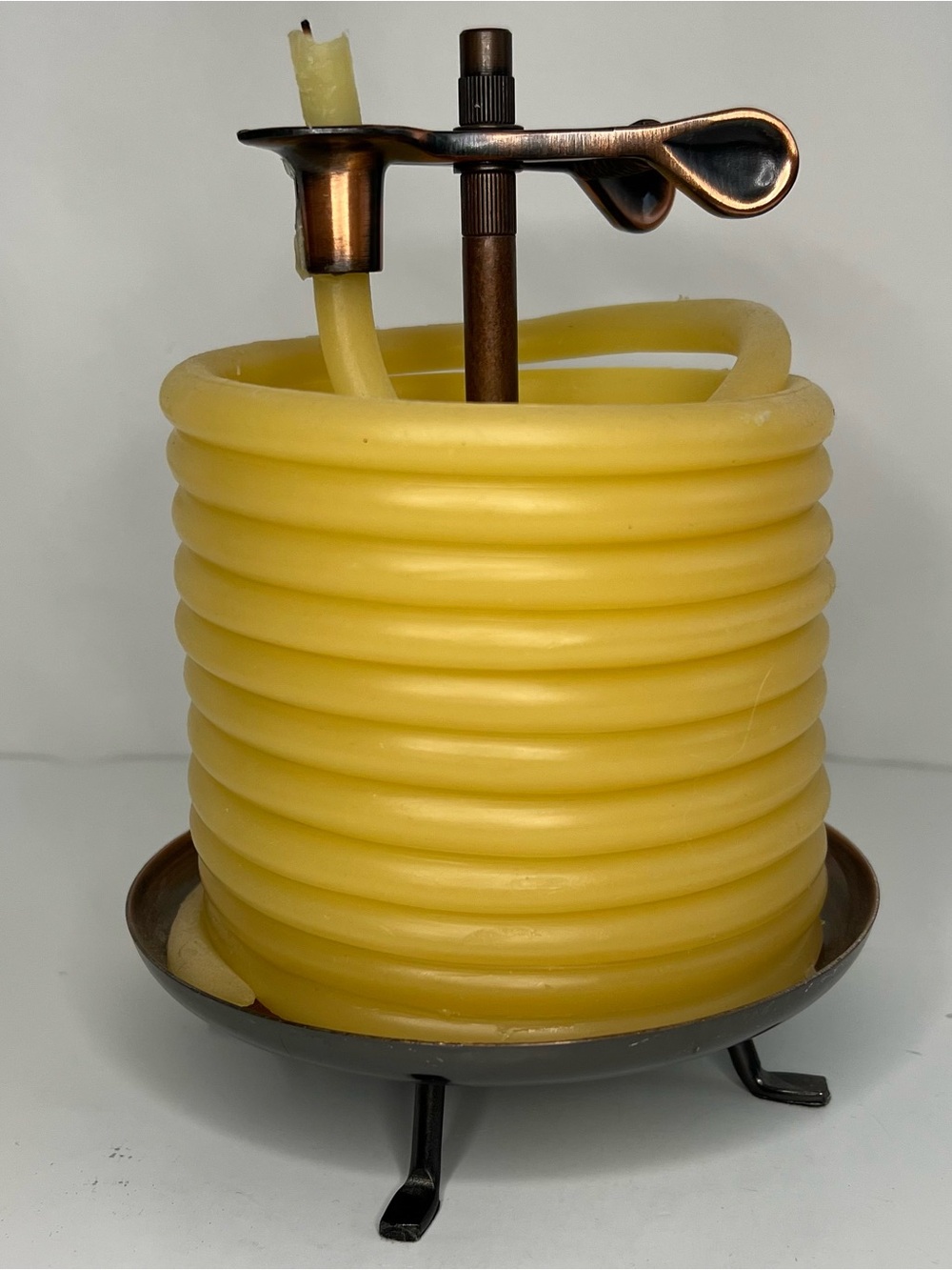 Eclipse Beeswax Coil Candle By The Hour Candle Copper Tone Holder